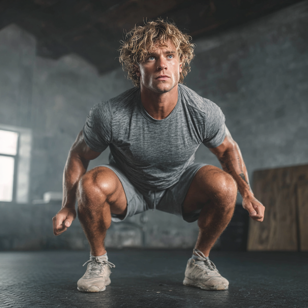 Professional athlete demonstrating perfect form during workout, showcasing discipline and focus